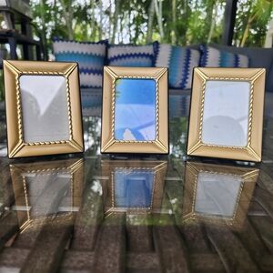 Set Of 3 Small Gold Picture Frame Set Vintage Inspired With Decorative Boarder